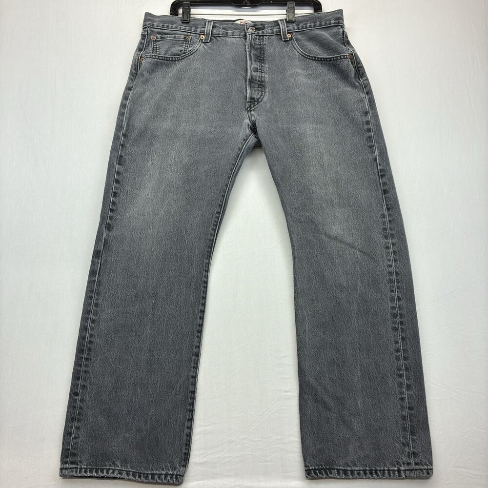 Levi’s 501 Jeans Men’s 38x30 Gray Black Y2K Straight Leg Button Fly Denim